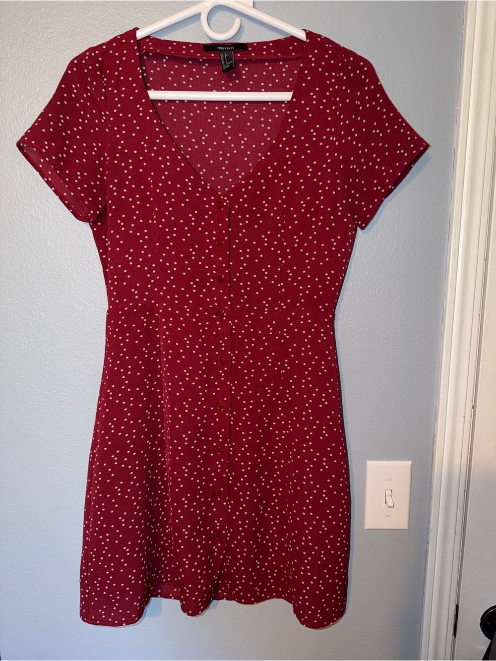 Forever 21 Burgundy Red Polka Dot Mini Dress